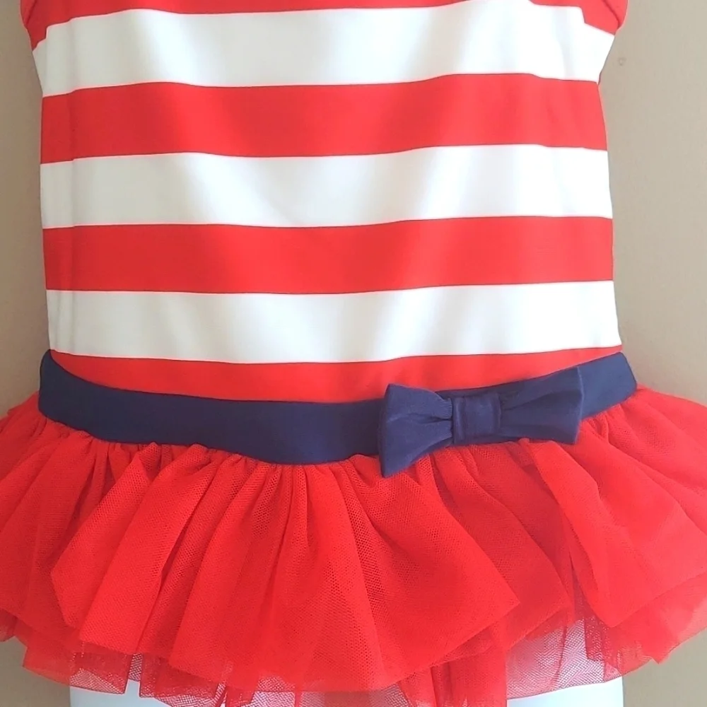 Cat & Jack 1pc Swimsuit Patriotic Red White Blue Tutu Ruffle bow UPF50 - 6(girl)
